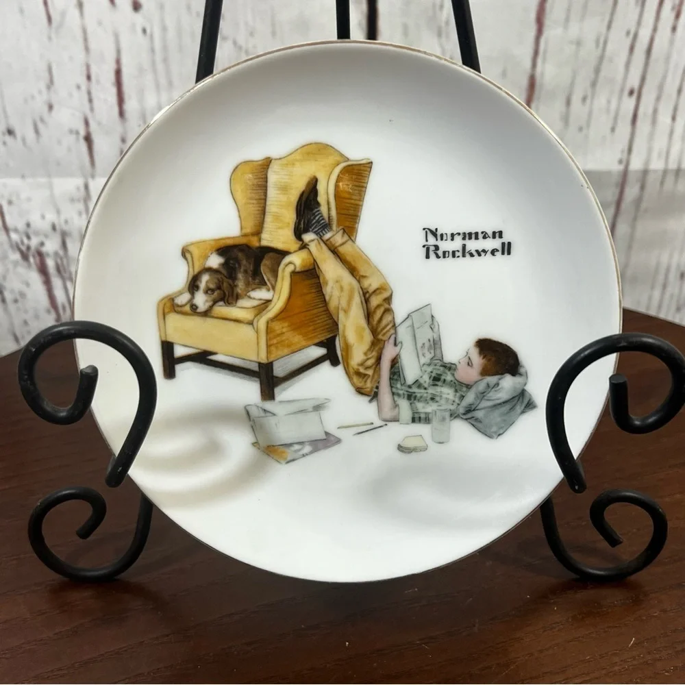 Norman Rockwell & Japanese Geisha Designs Decorative Collector Plates Vintage 80